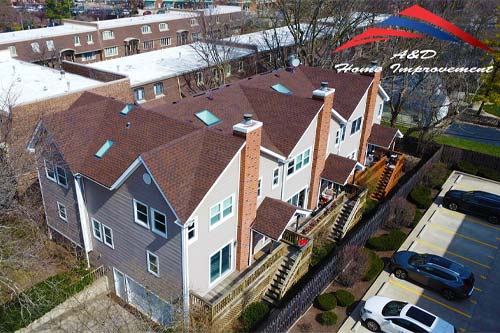 Commercial roofing arial view apartments