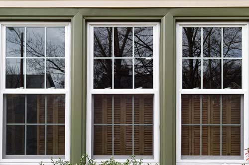 Closeup of three windows